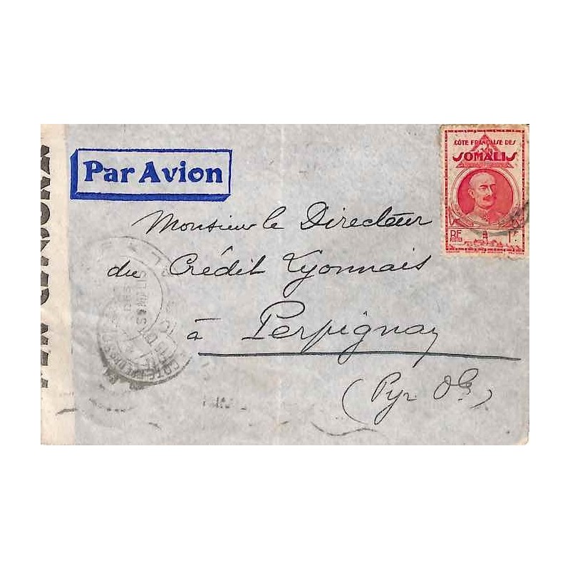 1940  Lettre avion par voie italienne Affranchissement à 1 f