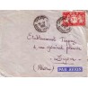 1950 Lettre avion pour la France  Affranchissement 15 f.