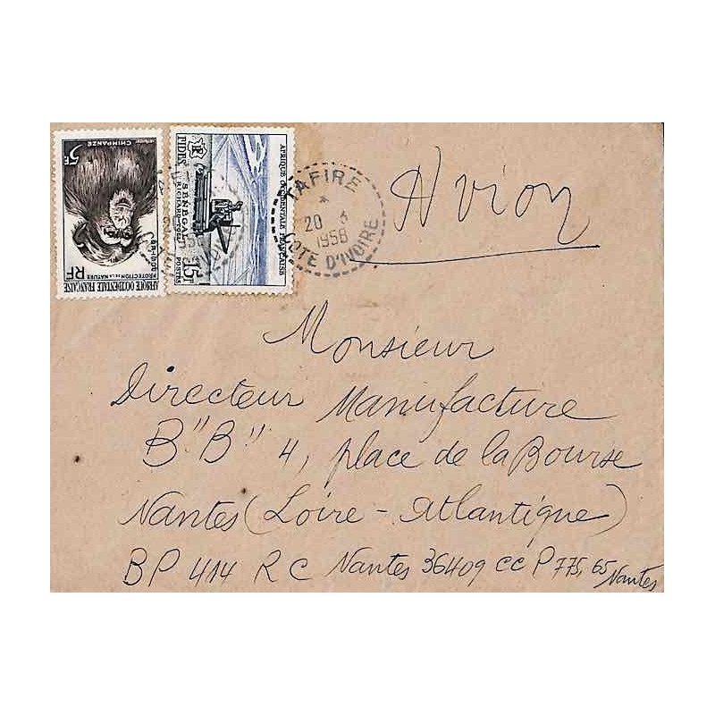 TAFIRE COTE D'IVOIRE 1958 sur timbre AOF 51