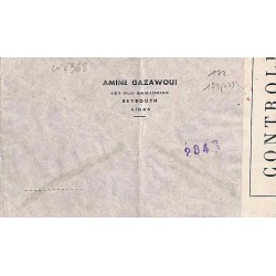 Lettre avion pour la Grande-Bretagne 12/1944 Affranchissement à 70 p Liban 172, 173 (x 2) Oblitération BEYROUTH R.P.