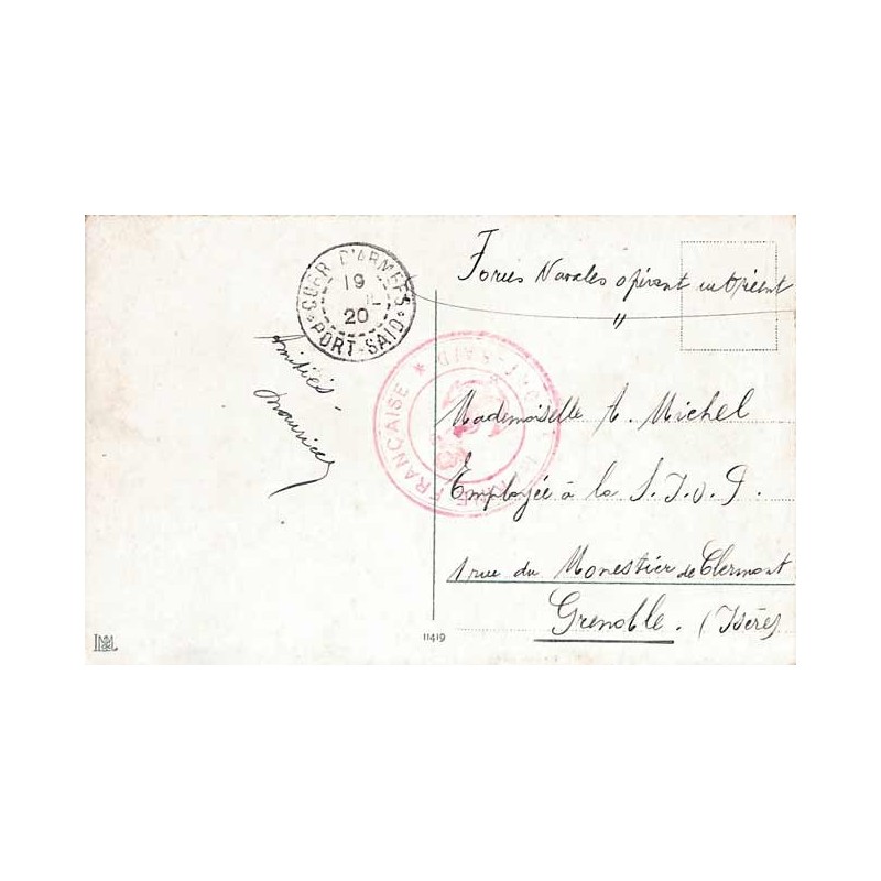 1920 Carte postale CORR. D'ARMEES * PORT - SAID *  MARINE FRANCAISE