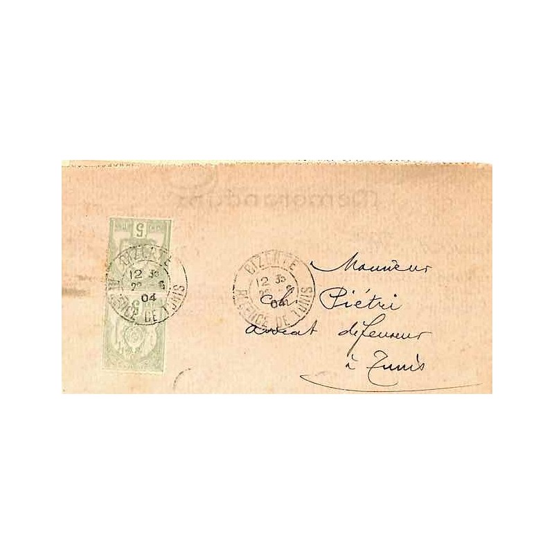 1904 Pli Affranchissement Tunisie 22 (x 2) de BIZERTE