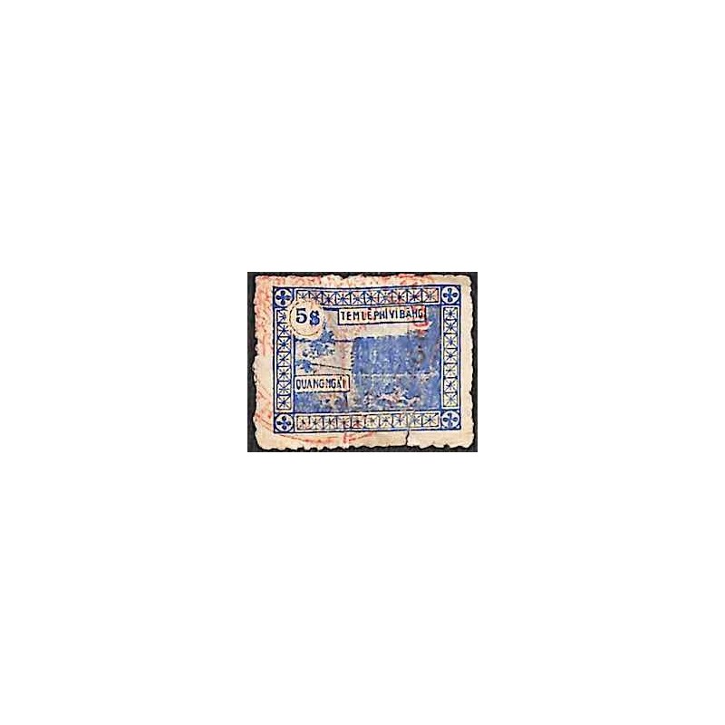 Quang Ngai timbre fiscal local 5 $ bleu