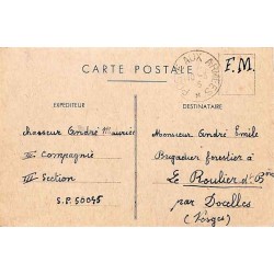 Carte postale 1945 du 1 er bataillon de choc de la 1 ère Armée