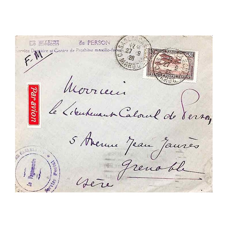 1928 Lettre Affranchissement PA6 CASABLANCA-BOURSE  MAROC