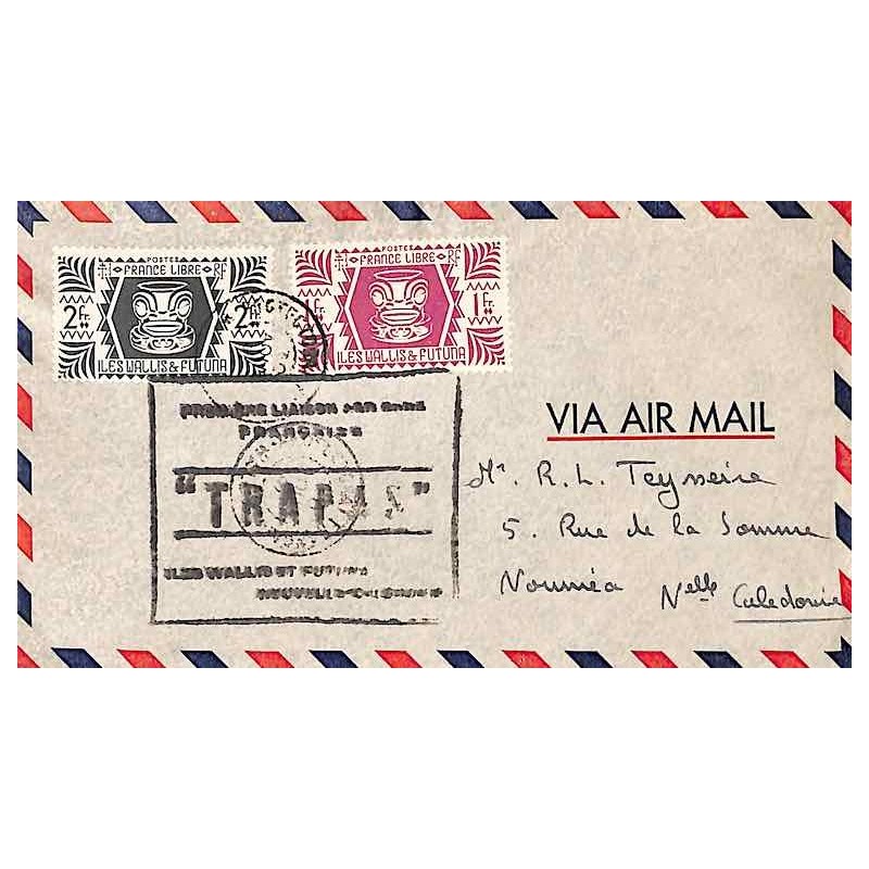 Nouvelle-Calédonie, Enveloppe 1er vol par T.R.A.P.A.S, lettres