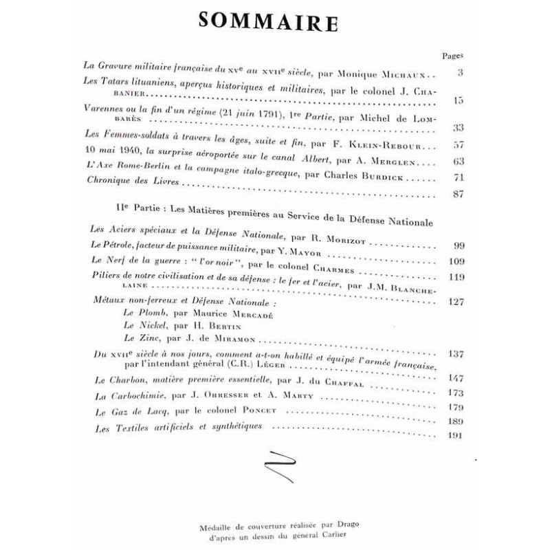 1960, n° 3 Revue Historique de l'Armée