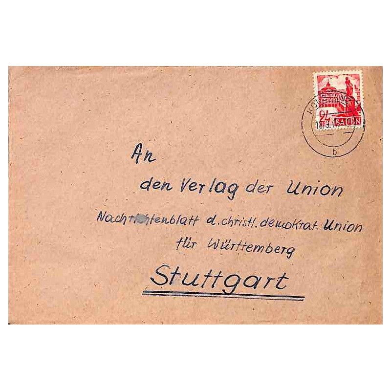 1947 Lettre 24 pf. Oblitération KONSTANZ 2