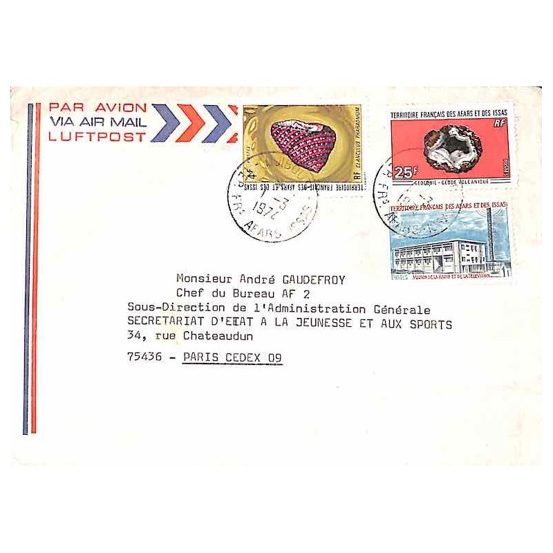 1974 Lettre 30 f. de DJIBOUTI - TER. FRs. AFARS - ISSAS