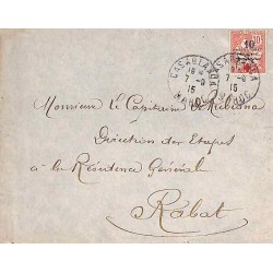 1915 lettre intérieur timbre surcharge + 5 c. Croix Rouge