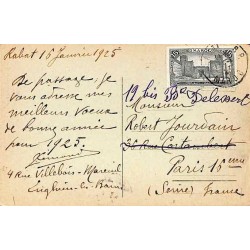 1925 carte postale à 15 c Oblitération RABAT R.P. MAROC