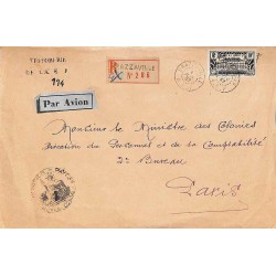1937 Lettre Affranchissement 10 f Oblitération BRAZZAVILLE A.E.F.