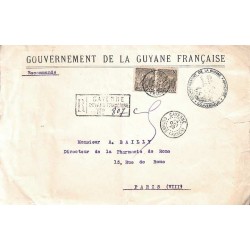 1922 Lettre  officielle recommandée de CAYENNE  GUYANE-FRANCse