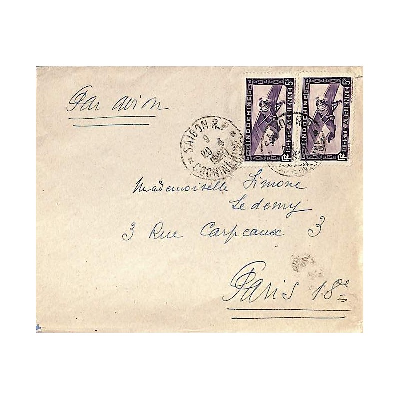 1949 Affranchissement à 10 $ de SAIGON R.P. * COCHINCHINE *