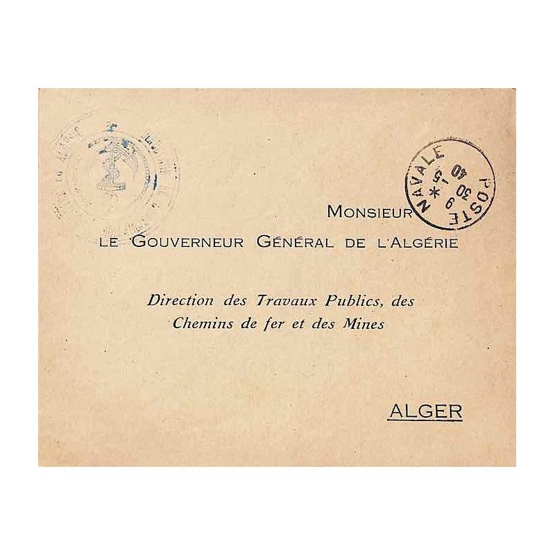 1940 mai Cachet ancre DIRECTEUR DE L’INSCRIPTION MARITIME EN ALGERIE