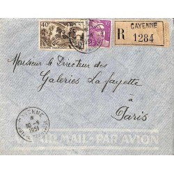 1951 Lettre affranchie 50 f. Oblitération CAYENNE GUYANE-FRANCAISE
