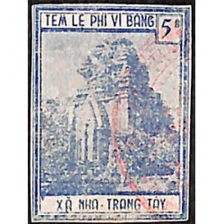 Nha Trang timbre fiscal 5 $ bleu, légende XA NHA TRANG TAY